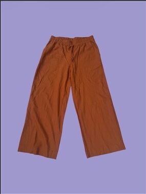 Target A New Day Wide Leg Linen Blend Chestnut Brown Drawstring Pants Large